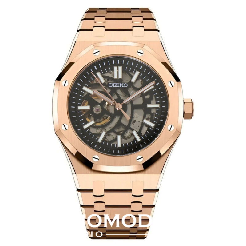 Seiko Rose Gold Skeleton Royal Oak MOD